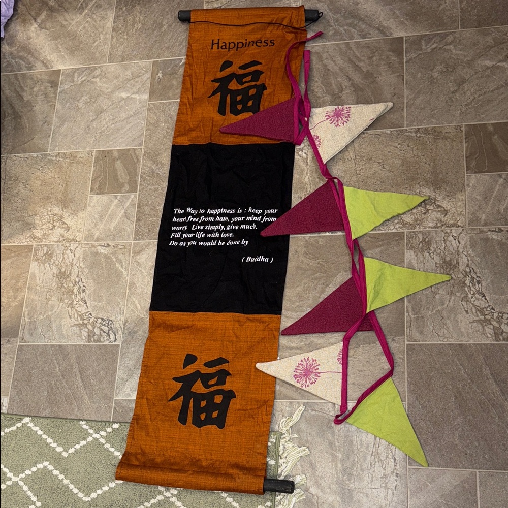Orange and Black Wall Hanging with Happiness Symbol